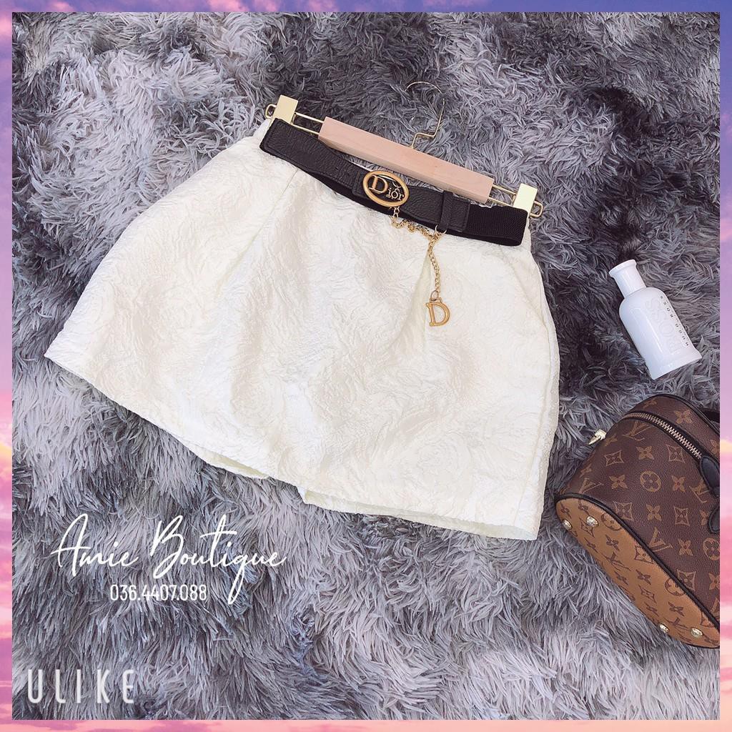 Chân váy Tacta Trắng vân hoa nổi.Chân váy ngắn giấu quần kèm đai sang chảnh. | BigBuy360 - bigbuy360.vn