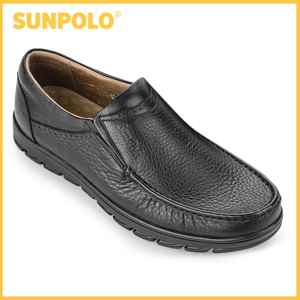 Giày Mọi Nam Da Bò SUNPOLO Đen Nâu SUMU1731DN