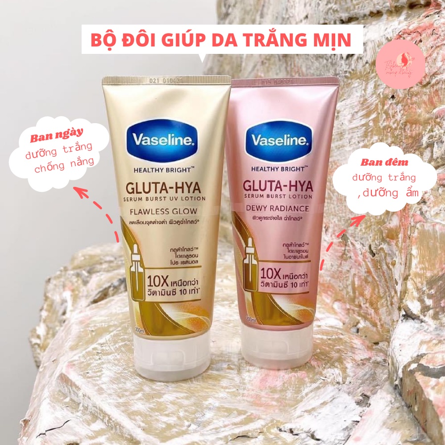 Bộ 2 Sữa dưỡng thể Vaseline Gluta HYA Serum Lotion 10X Thái Lan ngày và đêm 320ml