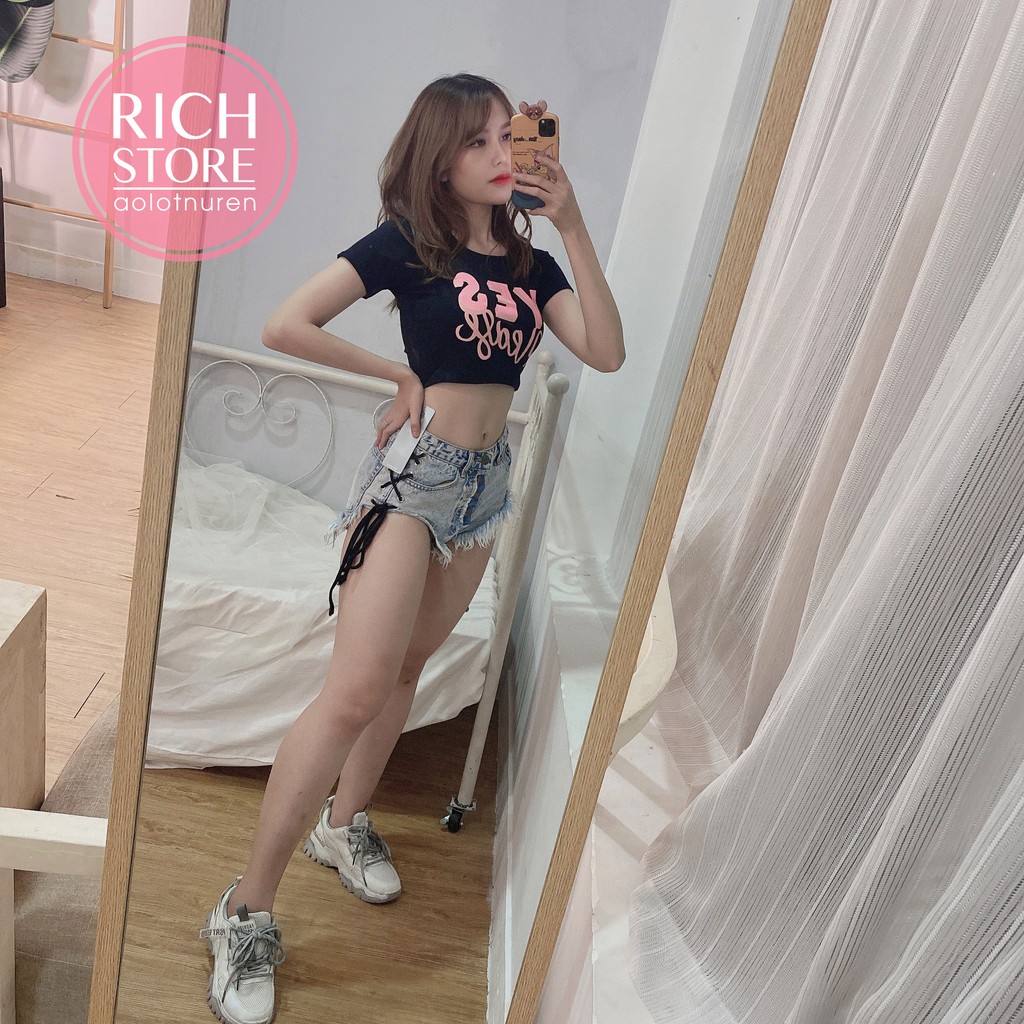 Áo croptop in chữ YES 5 màu RICH STORE CRT63