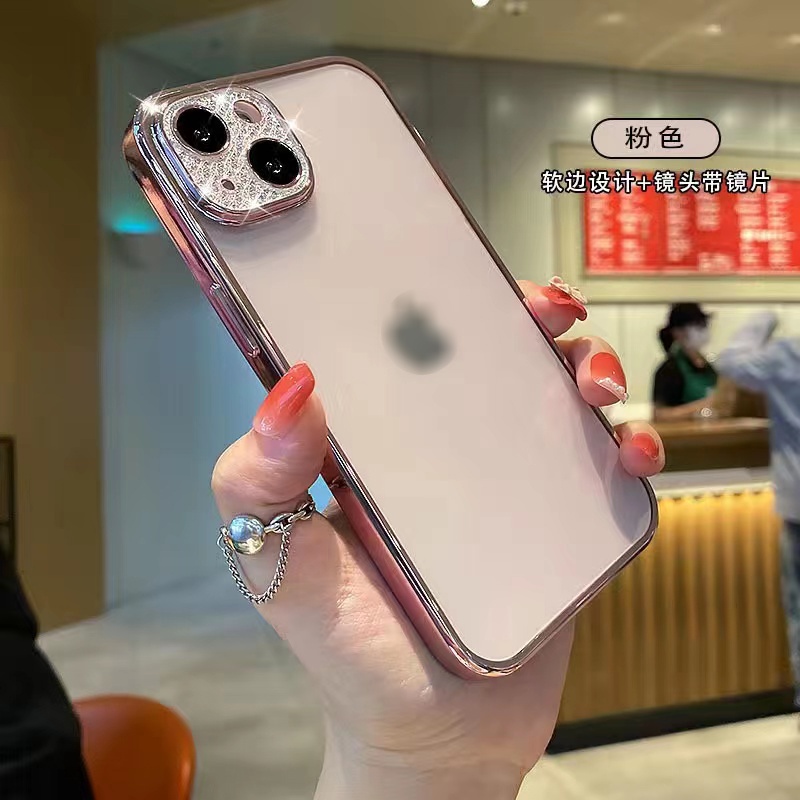 Ốp Điện Thoại Cạnh Mềm Mạ Điện Có Màng Bảo Vệ Lens Cho IPhone 13 12 11 Pro Max XS Max XR X 8 7 Plus