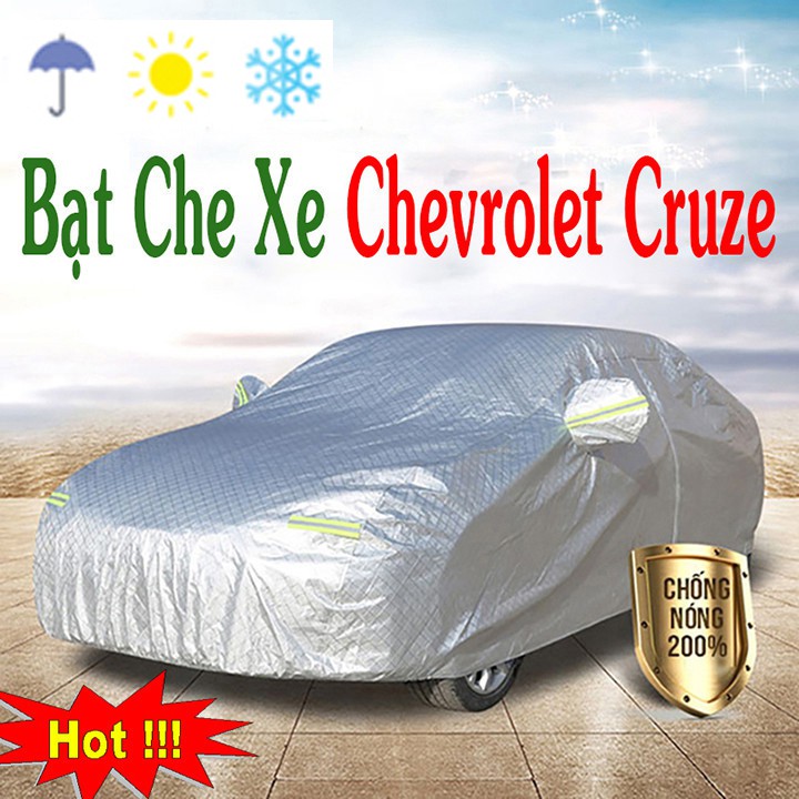 Bạt Phủ Ô Tô #Chevrolet CRUZE - CAO CẤP 3 LỚP Tráng Bạc Cách Nhiệt, Chống Nước, Chống Trộm Gương-hàng theo form xe