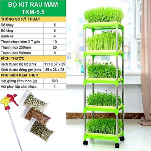 Bộ kit trồng rau mầm thủy canh 5 tầng