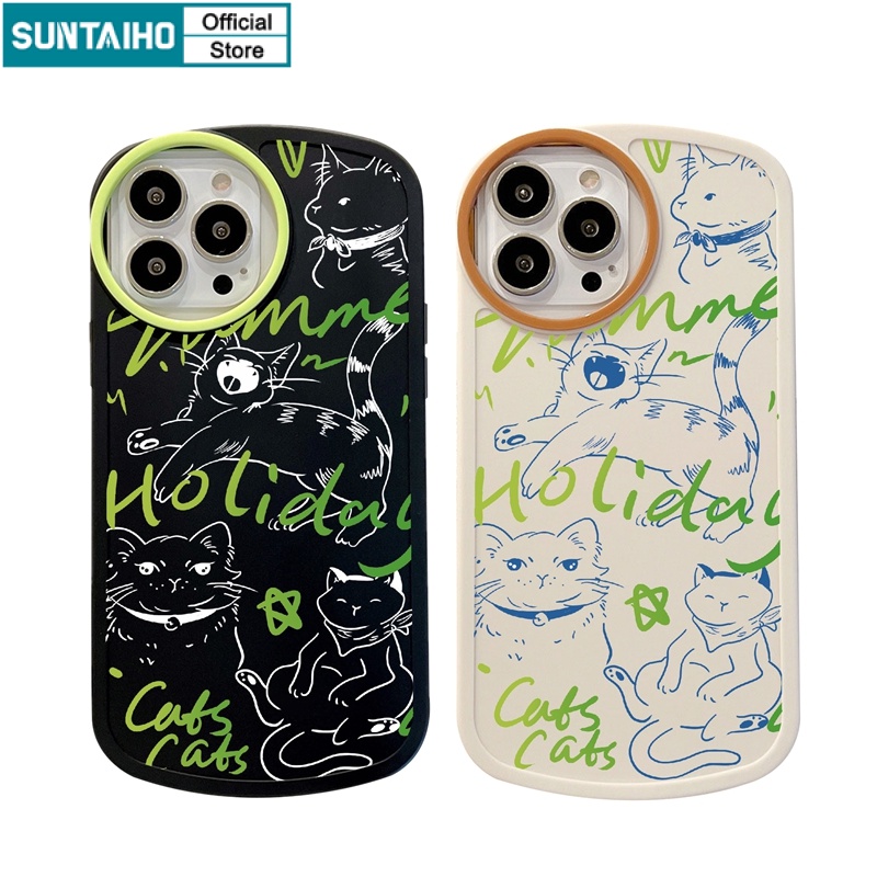 Suntaiho Ốp lưng iphone Ốp Điện Thoại mềm họa tiết mèo chống sốc thích hợp cho iPhone 14 11 pro max 13 XS max 7 8 Plus 12 pro