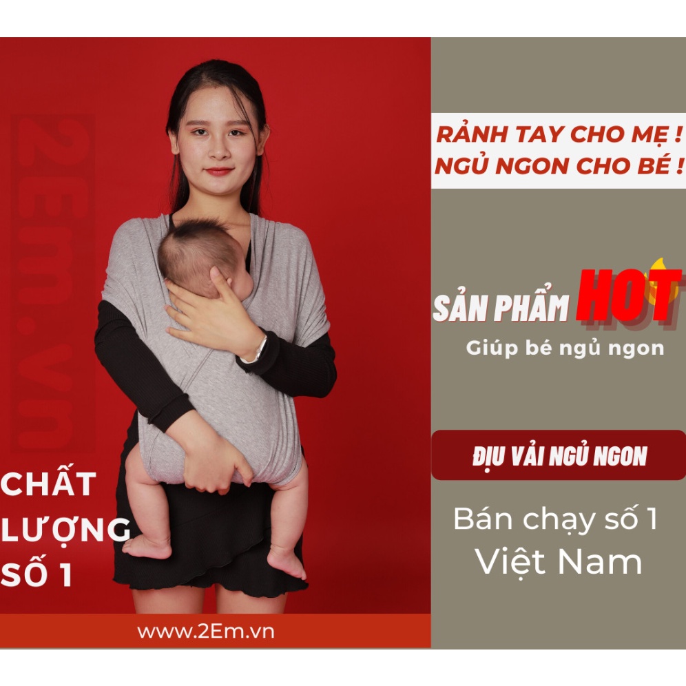 Hà Nội - Địu vải em bé sling Cao Cấp 2Em ngủ ngon - mềm mại, thoáng khí, co giãn