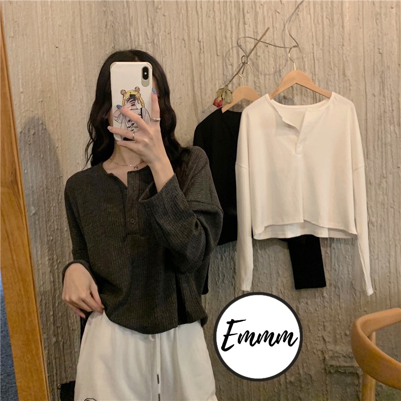 Áo len gân tay dài, chất dày Freesize cận chất