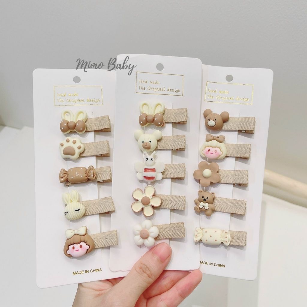 Set kẹp tóc cho bé gái gắn hình con vật siêu dễ thương KT34 Mimo Baby