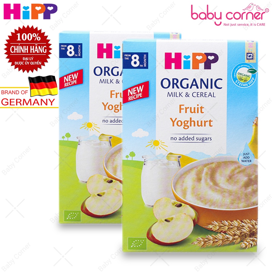 [Combo 2 Hộp] Bột Ăn Dặm HiPP Organic Fruit &amp; Yogurt vị Hoa Quả Nhiệt Đới và Sữa Chua Cho Bé 250g