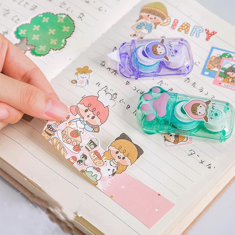 Cuộn Băng keo hai mặt hình dấu chân mèo dễ thương cho học sinh DIY