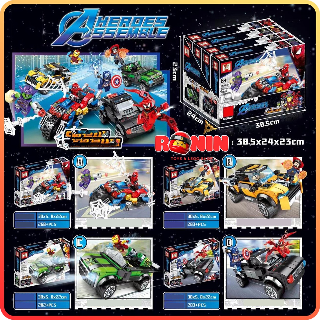 Bộ Đồ Chơi Lắp Ráp Siêu Xe Của Biệt Đội Av*nger / Lắp Ráp Super Heroes / Spide*man / Ca*tain Ame*ica .
