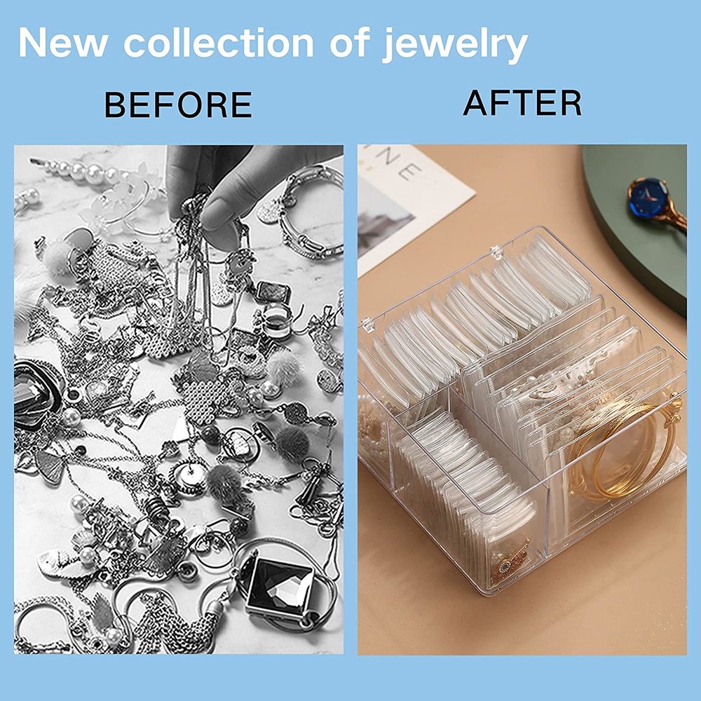 Bộ 1/50 Hộp Đựng Trang Sức Trong Suốt Chống Bụi Và Ô Xi Hóa