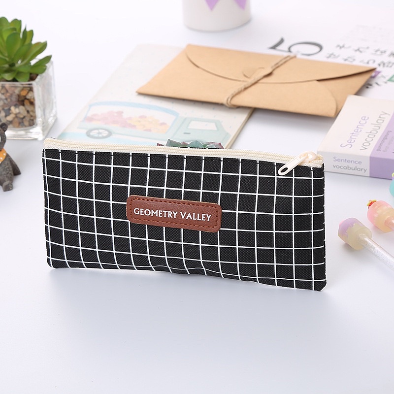 Túi đựng Bút Canvas Thiết kế CARO Đơn giản GIẶT NHIỀU LẦN