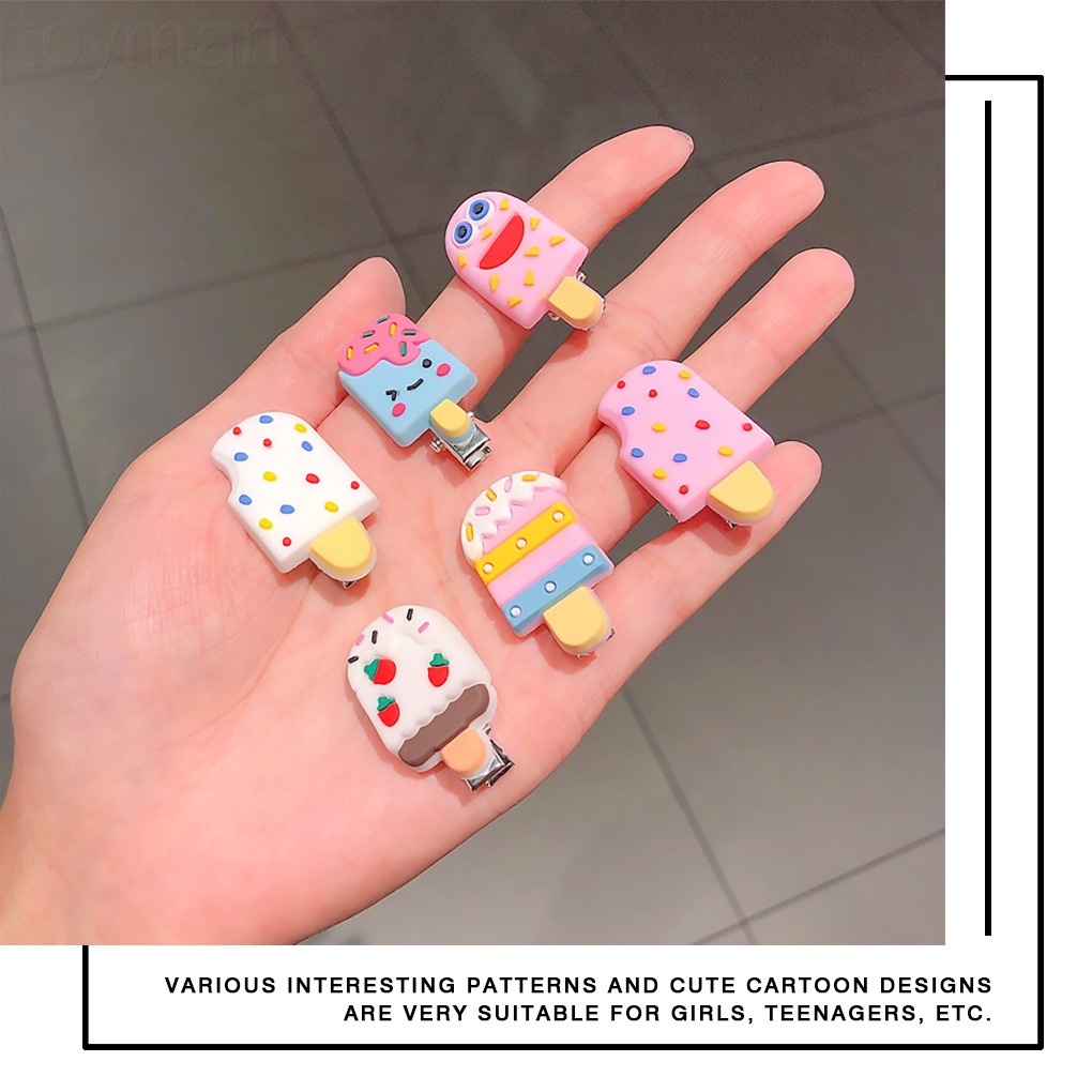 Set 10 Kẹp Tóc Kim Loại Họa Tiết Hoạt Hình Cho Bé