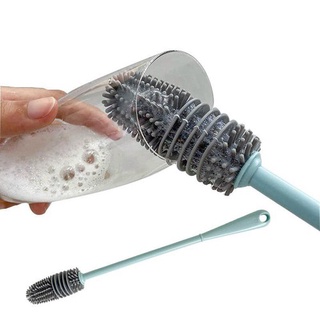 Cây cọ rửa ly cốc chai lọ đầu silicon, dụng cụ rửa bình sữa siêu sạch