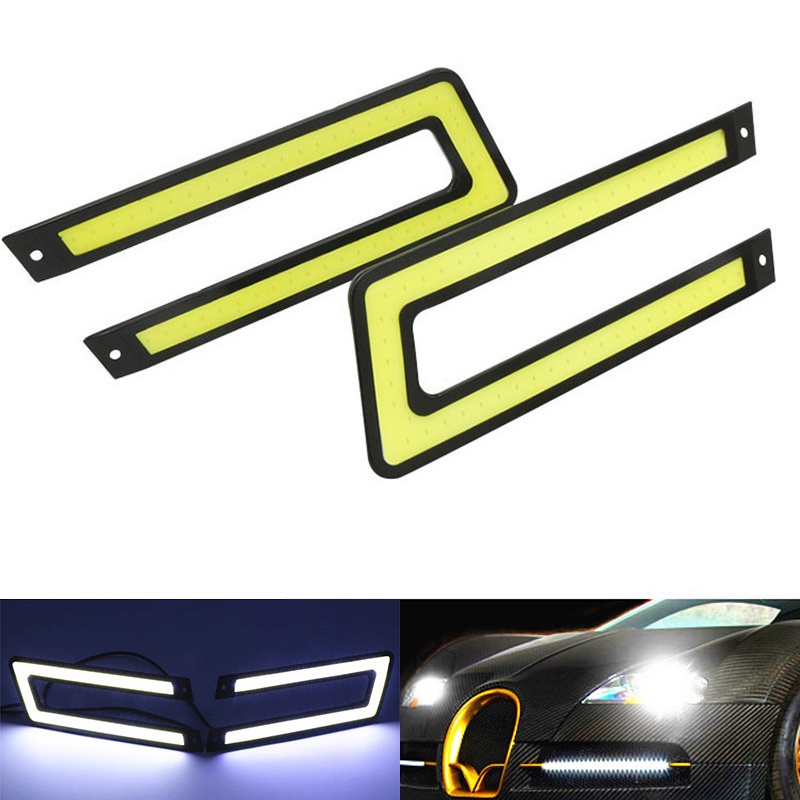 Bộ 2 Đèn LED COB DRL Hình Chữ U Cho Xe Hơi