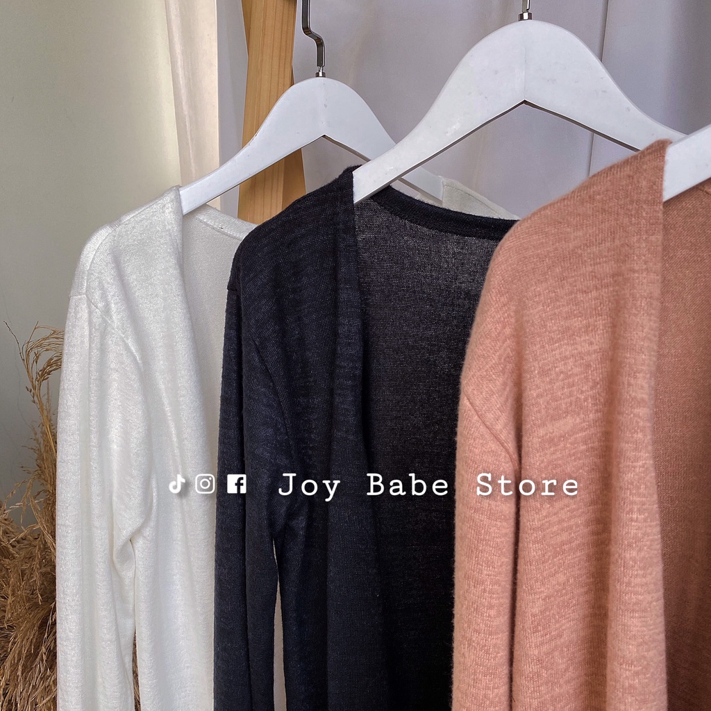 Áo khoác cardigan JOY BABE ❄ chất len mong manh, đẹp tựa Đà Lạt 💙 áo khoác kiểu thu hè, trơn đen form dài nữ KHOAC 1 -9D