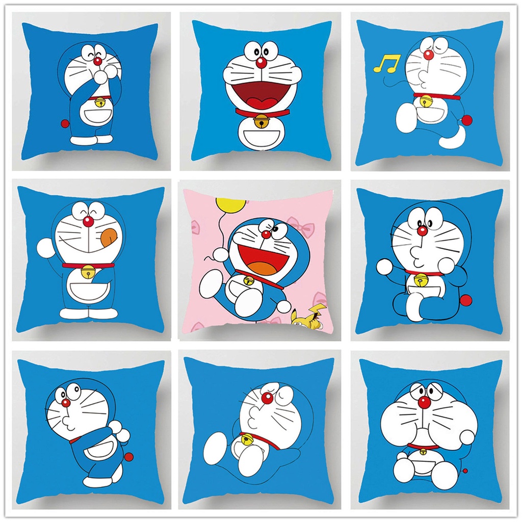 Dễ Thương Gối Ôm Hai Mặt Hình Mèo Máy Doraemon Đáng Yêu