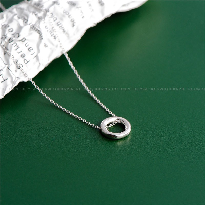 Dây chuyền bạc nữ TLEE mẫu mặt tròn hình khối luồn dây basic TleeJewelry D0220