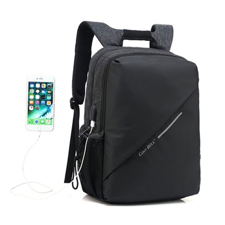 Balo hãng Coolbel CB 7007 mầu đen đa năng đựng được laptop, thuận tiện khi đi du lịch, có cổng kết nối USB