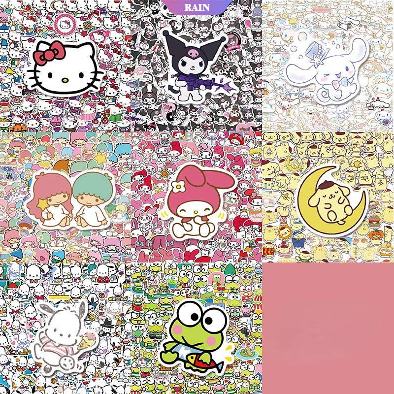 SANRIO Bộ 50 Miếng Dán Trang Trí Laptop Họa Tiết Hoạt Hình Hello Kitty Dễ Thương