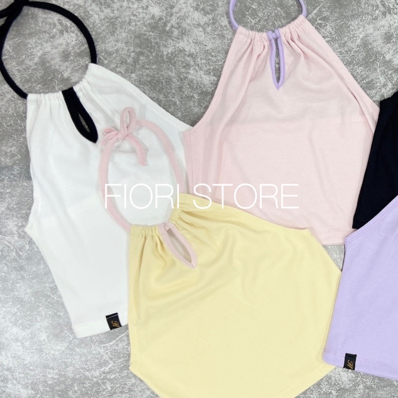 Áo Croptop Cổ Yếm Cột Dây Gam Màu Pastel Xinh Xắn Dễ Thương 350 FIORI STORE