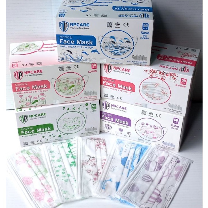 [họa tiết 4 lớp] Khẩu trang y tế 4 lớp 50 CÁI cao cấp lọc khuẩn 95% Lâm Thịnh