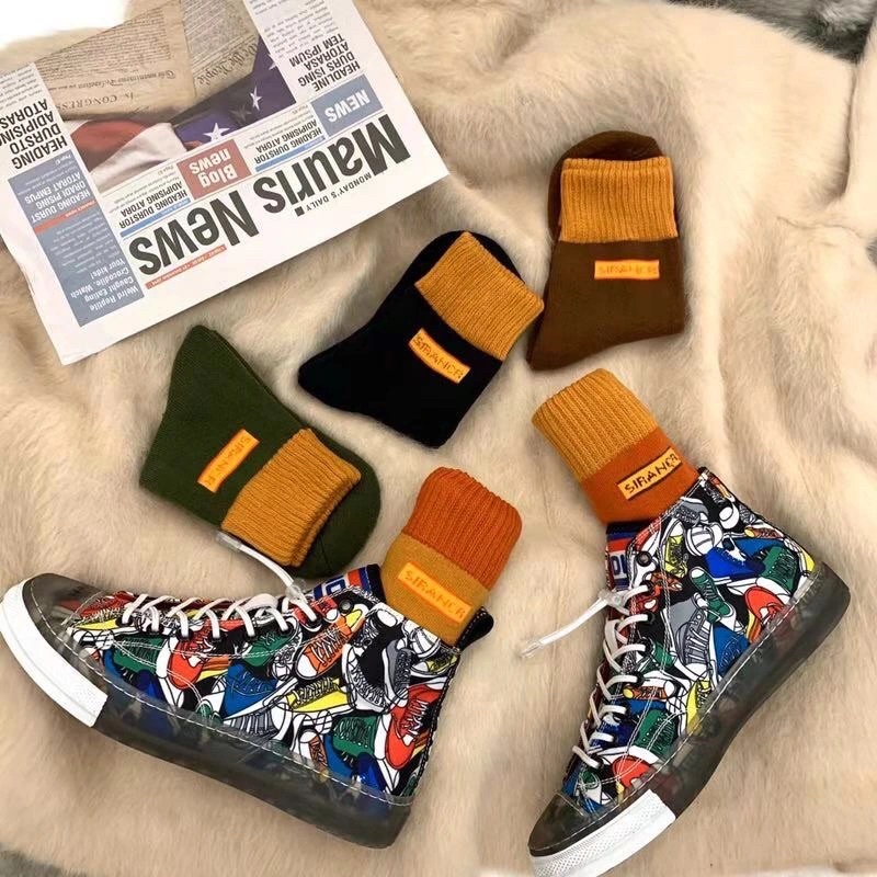 Tất Vớ Cổ Cao Màu Đẹ Be Cam Vàng Xanh Nam Nữ Unisex Chất Cotton Loại 1 Dày Dặn Phong Cách Hàn Quốc Co Dãn 4 Chiều