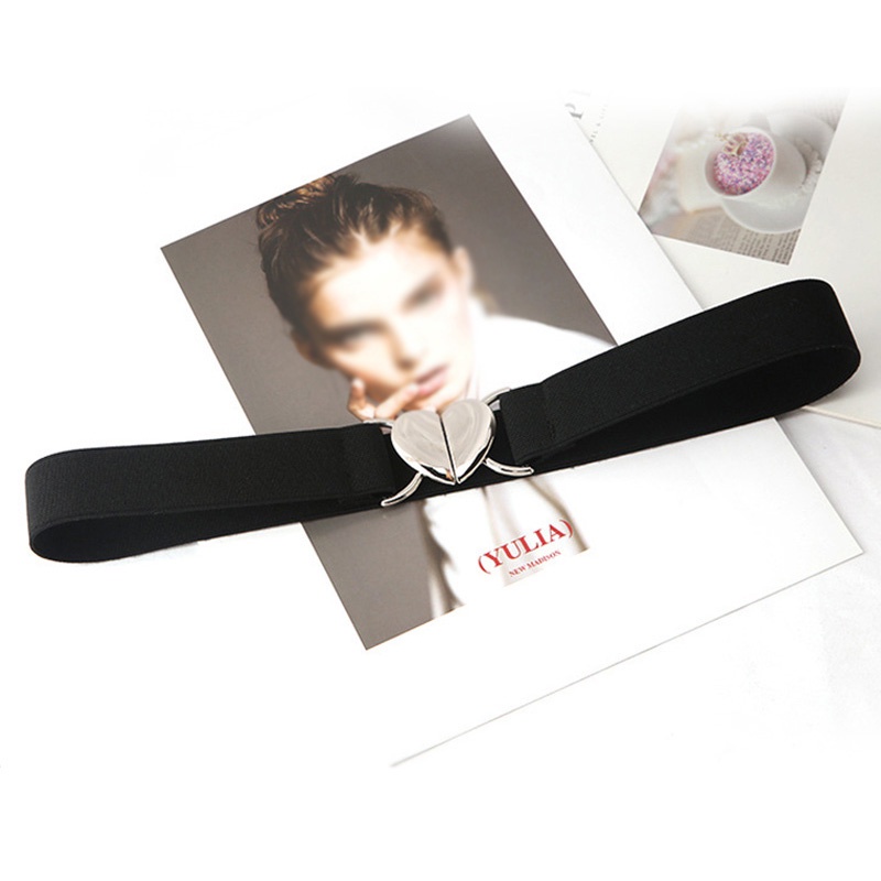 Thắt Lưng Mềm Mỏng Co Giãn Màu Trơn Khóa Kim Loại Trái Tim Đơn Giản DIY Cho Nữ