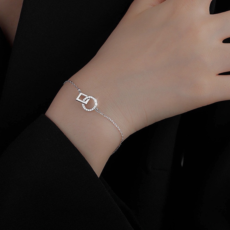 Lắc tay vuông tròn đính đá quà tặng dành cho nữ
