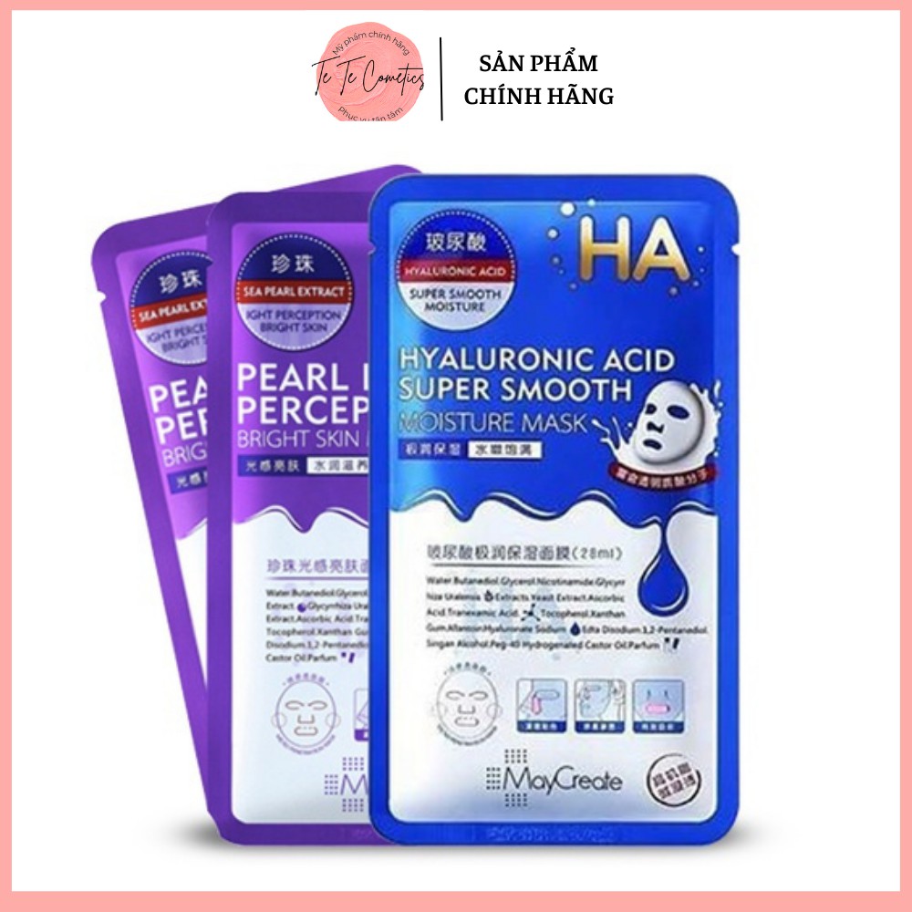 Mặt Nạ Dưỡng Ẩm Dưỡng Trắng Da HA Maycreate Mask Ha 1 miếng Hàng Nội Địa Trung