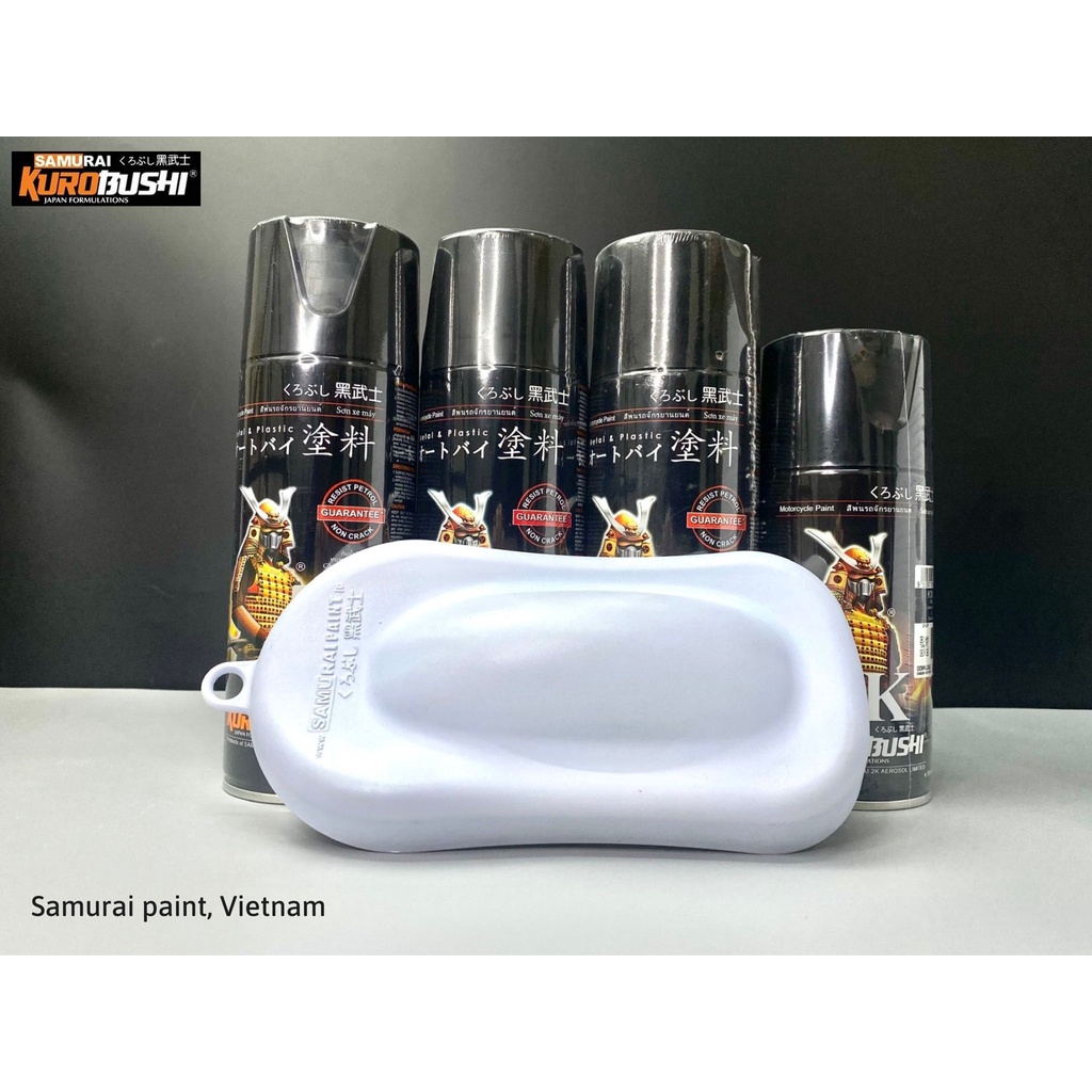 COMBO Sơn Samurai màu trắng ninja K430 gồm 4 chai đủ quy trình độ bền cao  (Lót 2K04 – Nền 102 - Màu K430 - Bóng 2K01)