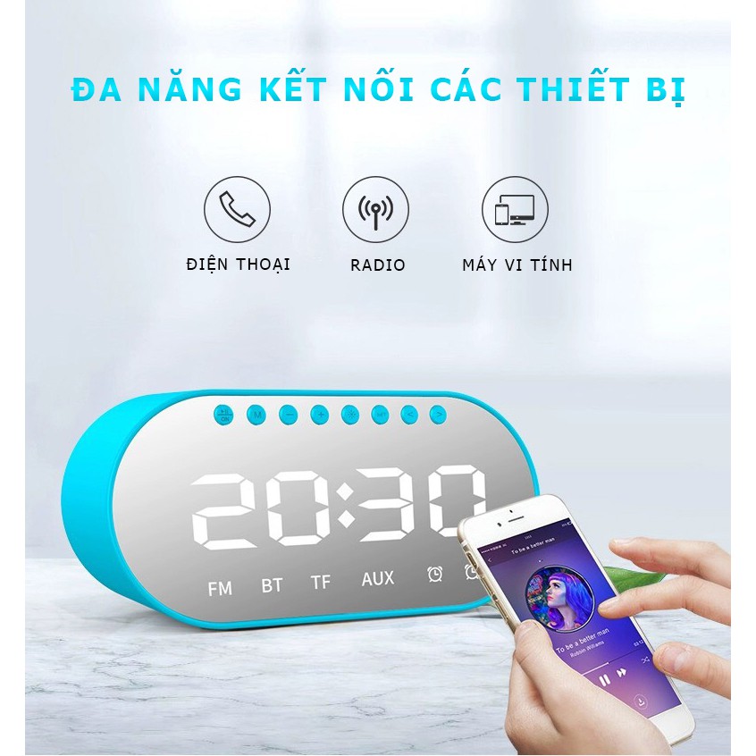 [Bảo Hành 6 Tháng] Loa Bluetooth Kim Đồng Hồ Mặt Kính Âm Bass Cực Đỉnh Nhỏ Gọn Tiện Lợi Đèn LED Hiển Thị Giờ