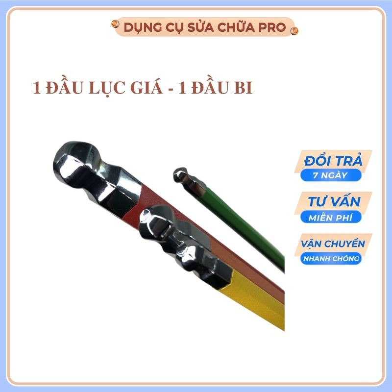 Lục giác nhật 9 cây : 1.5, 2, 2.5, 3, 4, 5, 6, 8, 10 mm thép mạ crom với công nghệ xử lý nhiệt siêu bền