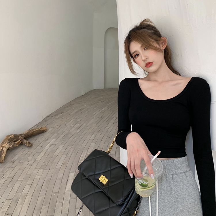 DUNEA Áo Thun Tay Dài Ôm Dáng Thời Trang Trẻ Trung Cho Nữ