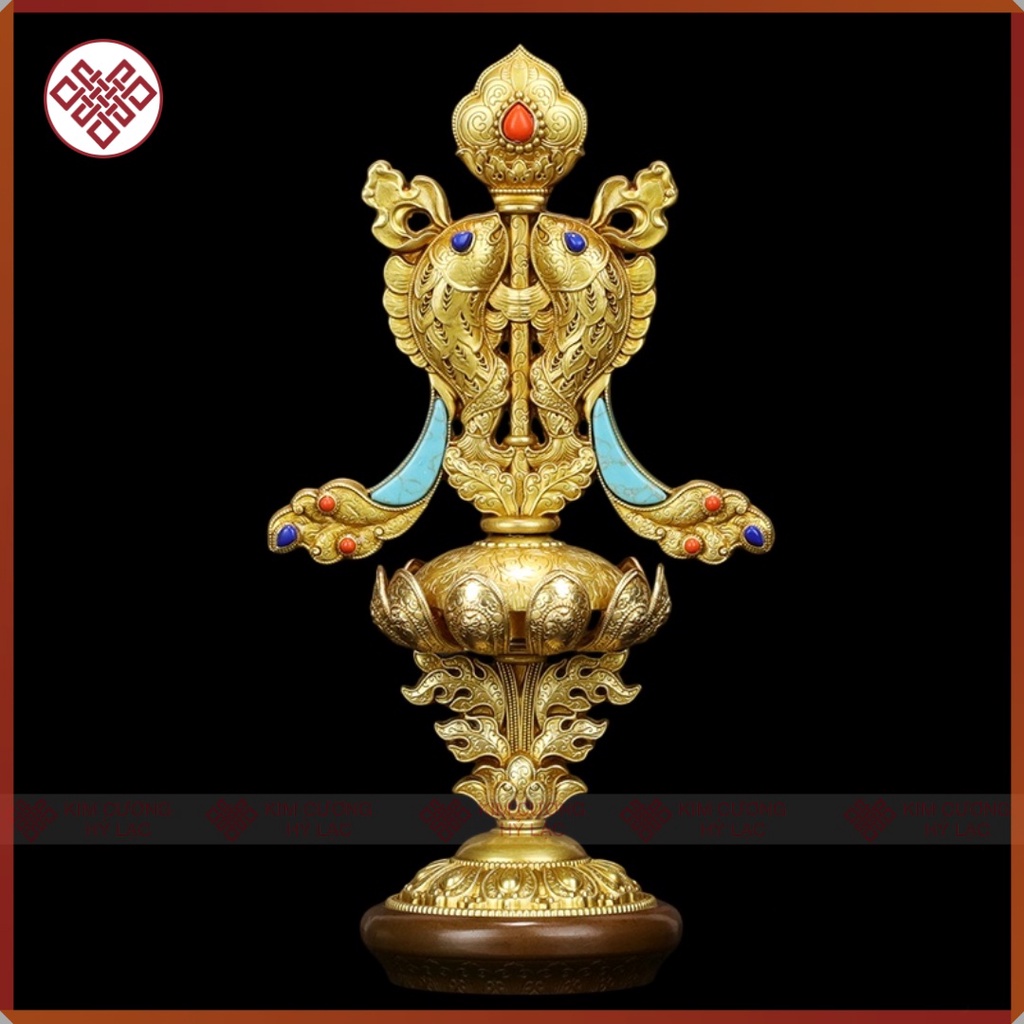 Bát Cát Tường  Mật Tông [Kim Cương Hỷ Lạc] Đồng Mạ V.À.N.G Cao 16 Cm