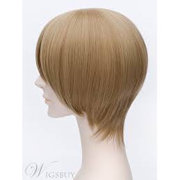 [sẵn] Wig/tóc giả Okita Sougo màu nâu sữa/nâu trà - Gintama (cơ bản nam thẳng)  vàng [Miu Cosplay]