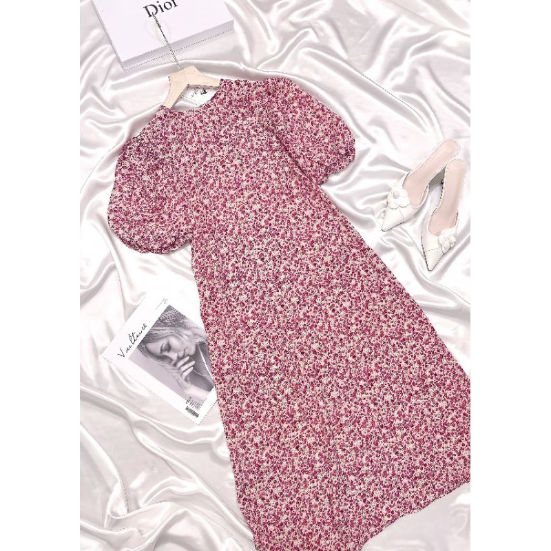 VÁY HOA NHÍ HỒNG SUÔNG TAY BỒNG HAI LỚP | BigBuy360 - bigbuy360.vn