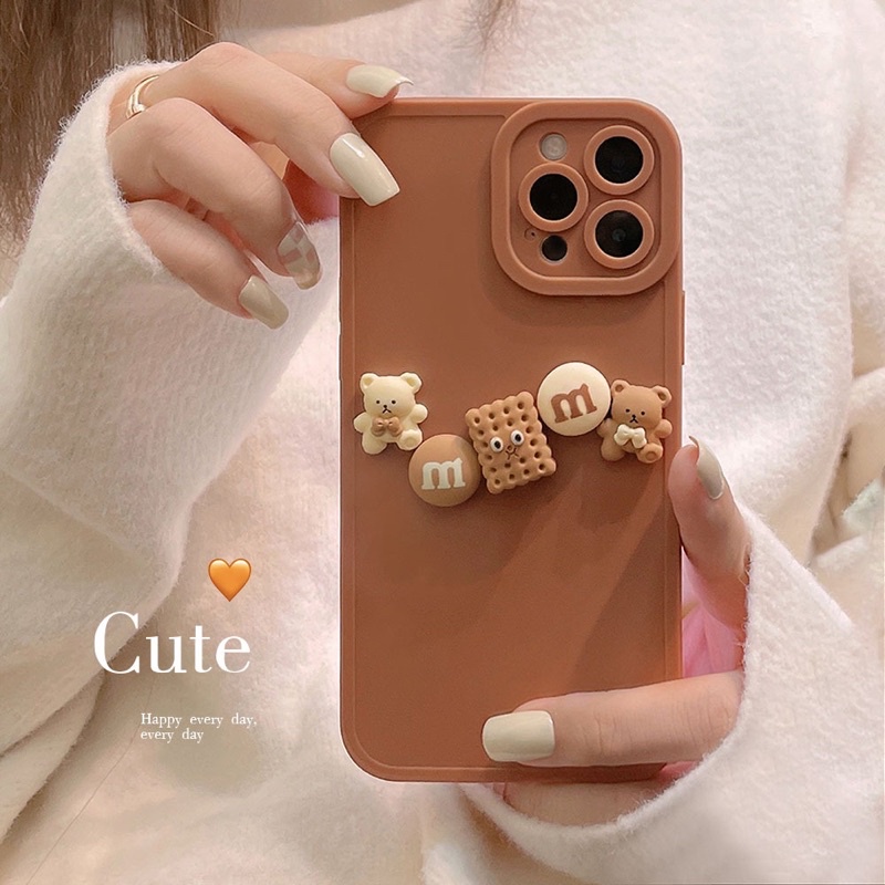 (SIÊU RẺ) Ốp lưng iphone màu nâu kẹo M &amp; bánh quy 7plus/8/8plus/x/xr/xs/11/12/13/pro/max/plus/promax