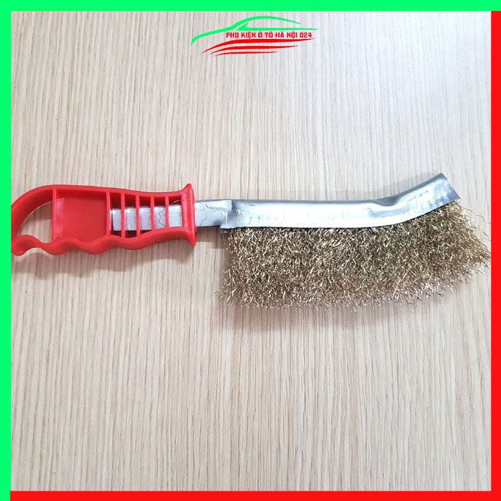 Bàn chải đánh gỉ cán đỏ sợi thép mạ đồng