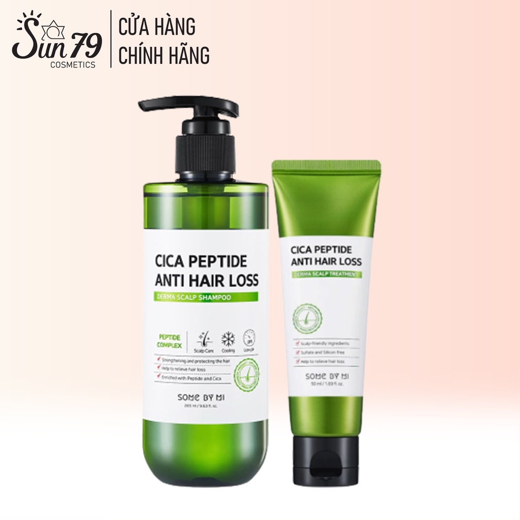 Combo 2 Sản Phẩm Dưỡng Tóc  Some By Mi Cica Peptide Anti-Hair Loss Derma Scalp (Dầu gội285ml + Dầu Xả50ml)