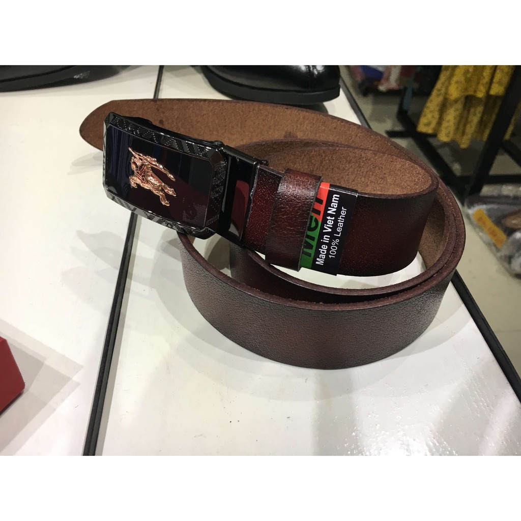 Dây lưng da bò cao cấp mặt chữ nhật họa tiết vintage