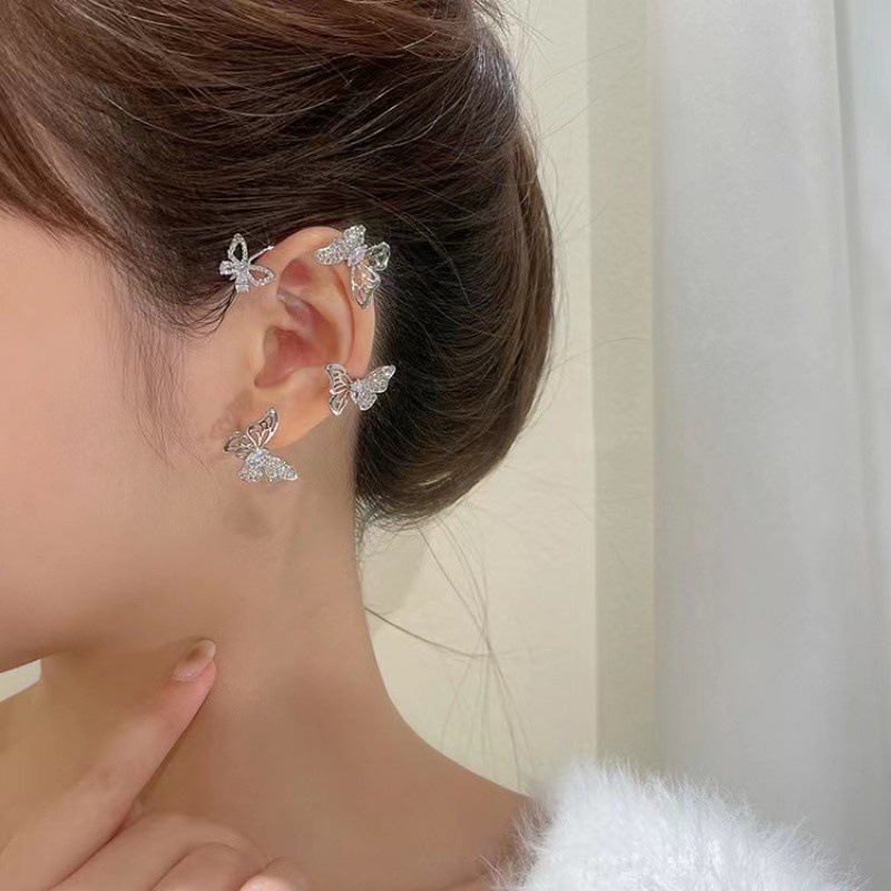 Khuyên Vành Tai Hình Bướm Đính Đá Thời Trang Cho Nữ