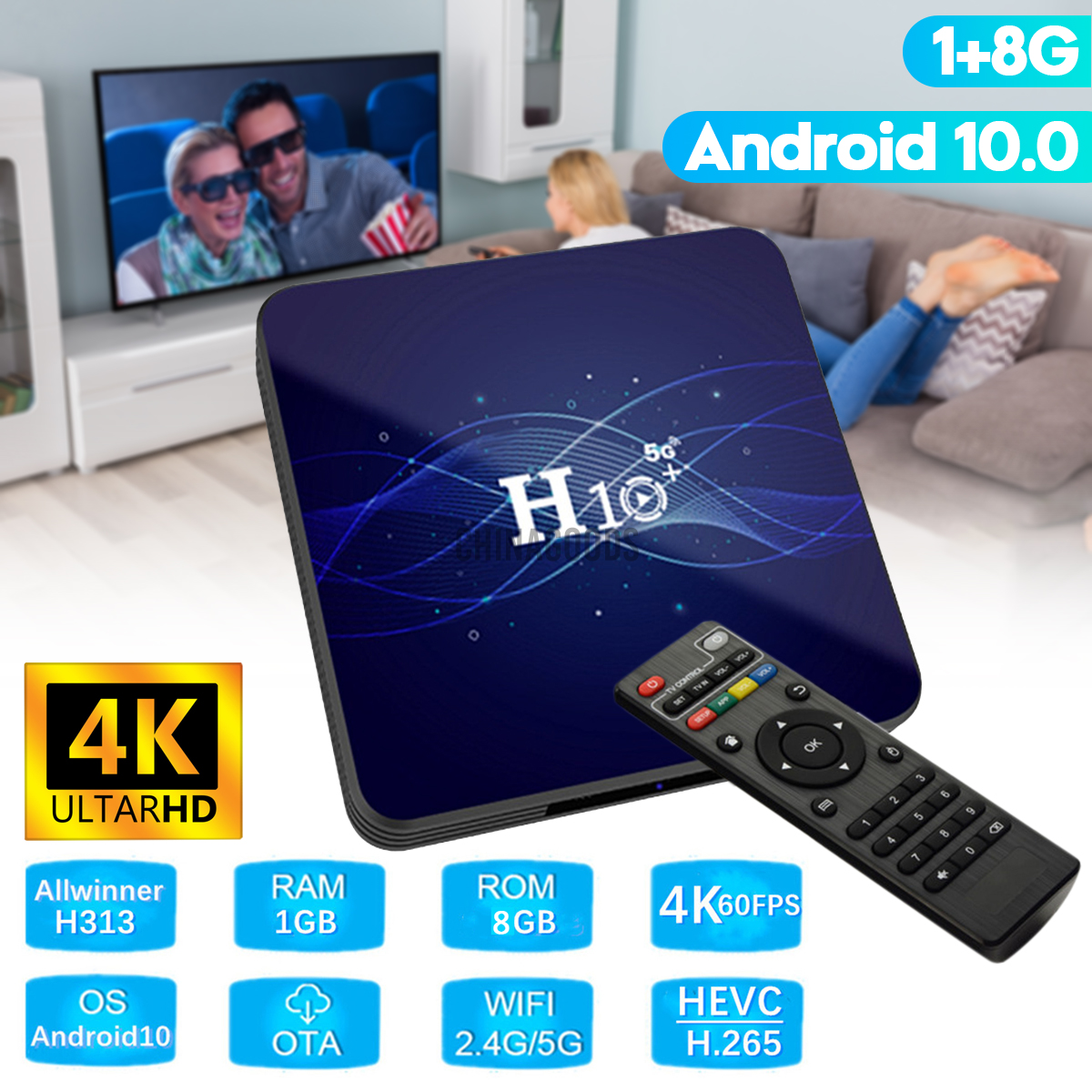 Tv Box Android 10.0 Lõi Tứ 64bit 1g 8gb Hd Media Player Wifi Hdmi