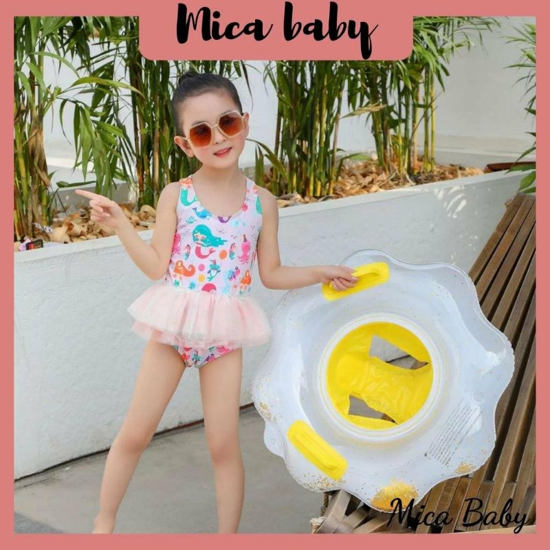 Phao bơi hình bông hoa có ghế lót tay cầm an toàn cho bé Mica baby PB06