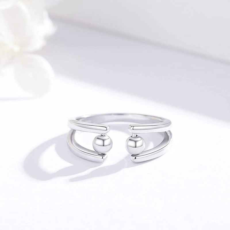 Nhẫn Đeo Tay Dạng Mở Phối Hạt Phong Cách Vintage Thời Trang Cho Cặp Đôi