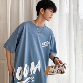 KOREAN STYLE áo thun dành cho cặp đôi Nam Tay Ngắn Cổ Tròn Có In Hình Phong Cách Hàn Quốc