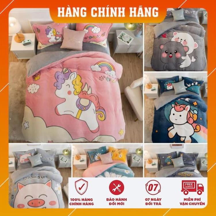 Bộ chăn ga gối đệm 3D nỉ nhung cao cấp , Kèm drap giường bo chun