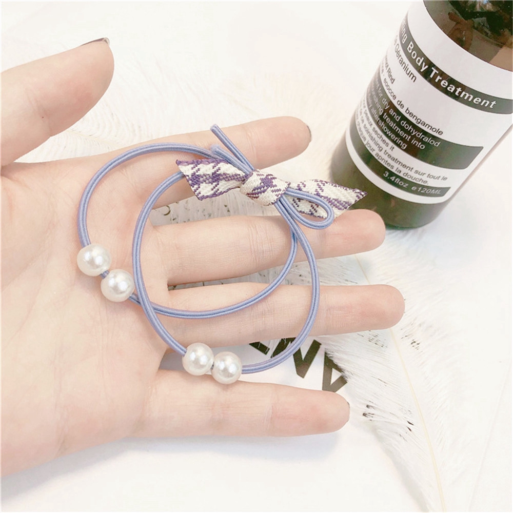 Dây buộc tóc cao su đính ngọc trai nhân tạo thời trang Hongyu8866