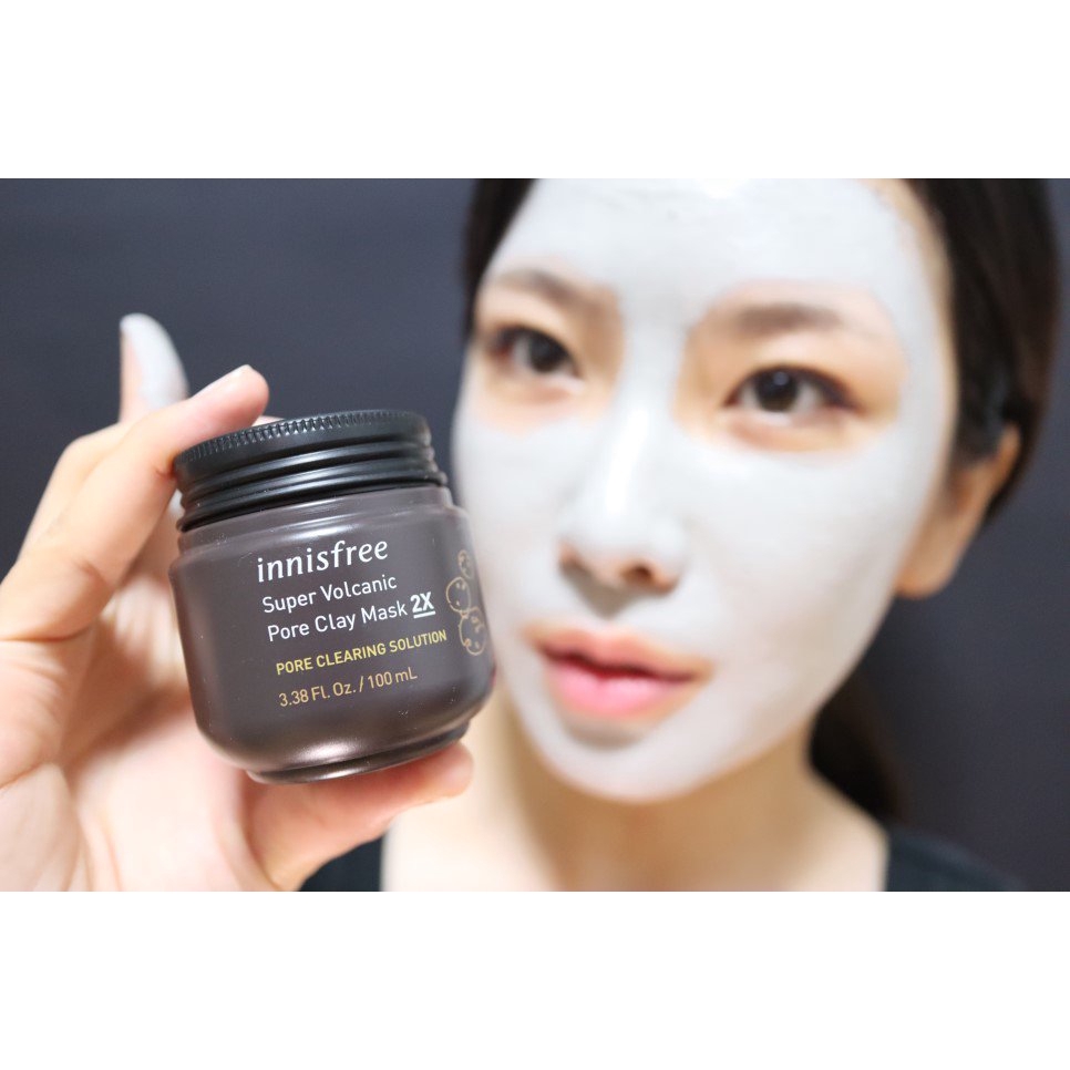 [NEW 2019] Mặt Nạ Tro Núi Lửa Giảm Mụn Đầu Đen Innisfree Super Volcanic Pore Clay Mask 2X 100ml