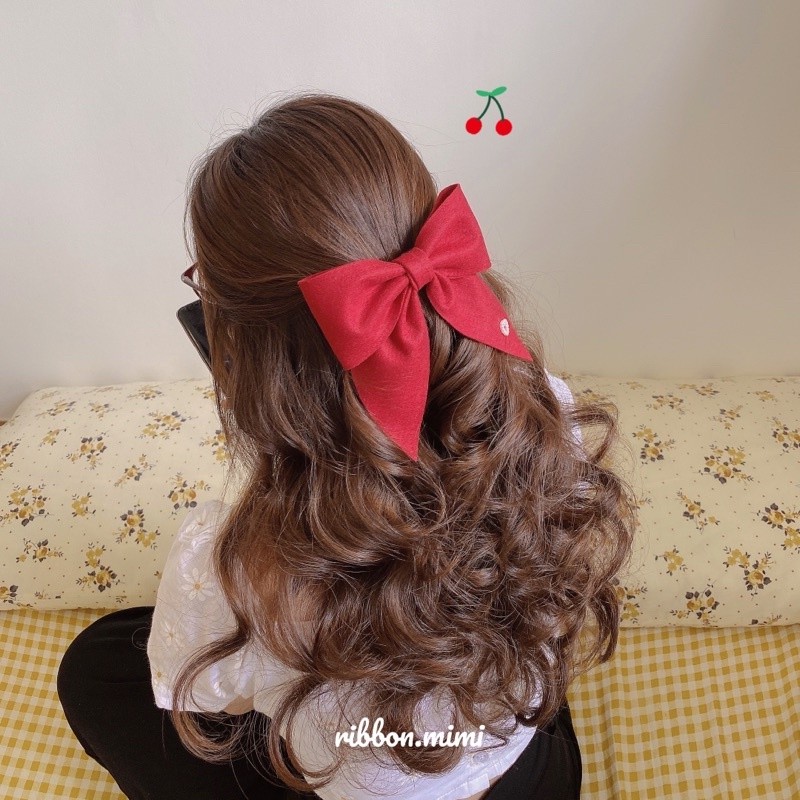 Kẹp Tóc Nơ Vải Nỉ Handmade Cao Cấp Ribbon.mimi Amy cột / kẹp